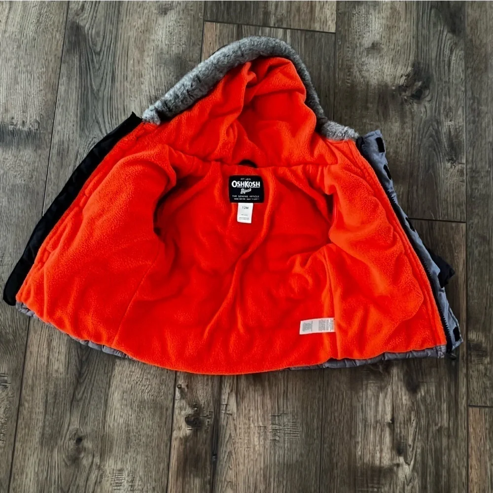 Oshkosh B’Gosh Baby Boys Colorblock Parka with Cozy Faux Fur Hood 12 month